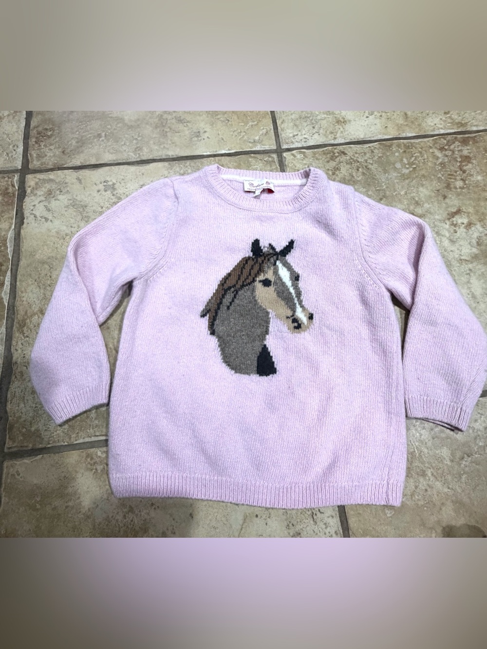 Trotters London Confiture Girl’s Freya Horse Sweater 4/5 Years Cashmere Blend